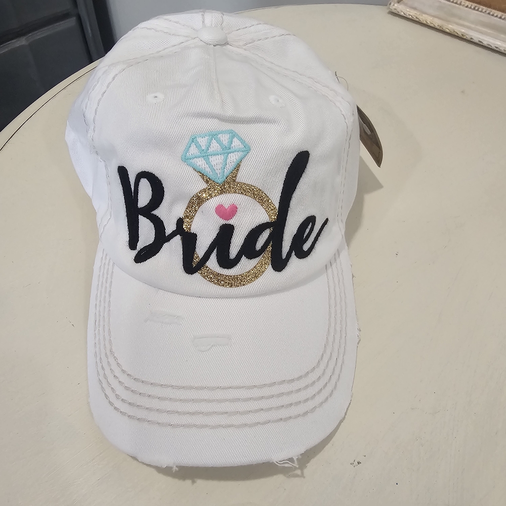 White Bride Cap with Gold and Black Embroidery